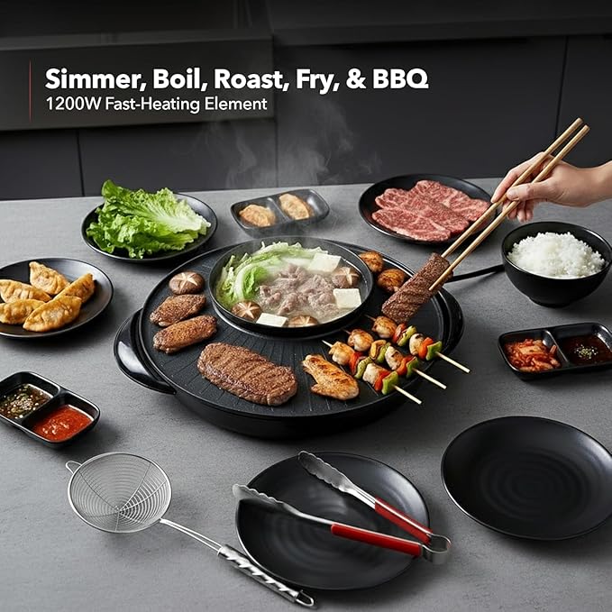 OVENTE Electric Hot Pot and Grill Combo, 2-in-1 Portable Countertop Cooker - Image 4