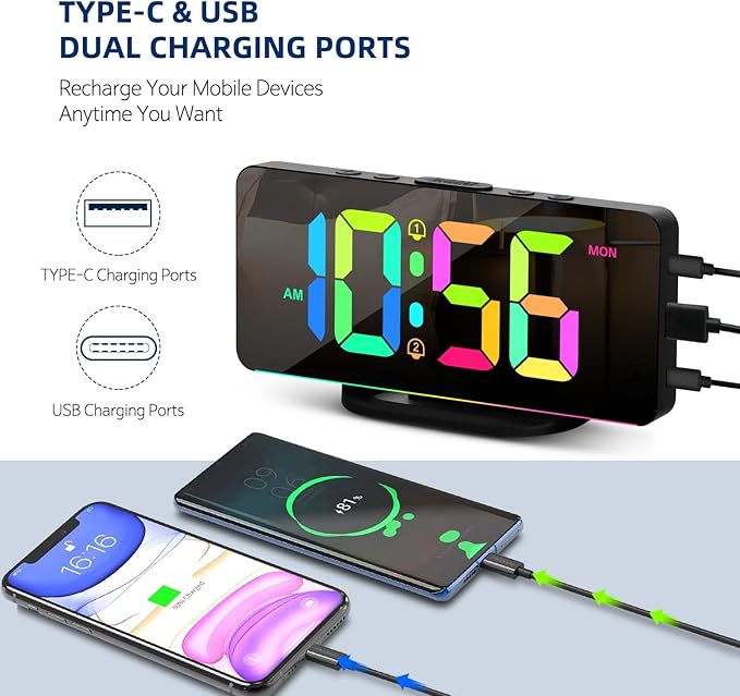 Digital Alarm Clock, Large LED Digital Clock - Image 5