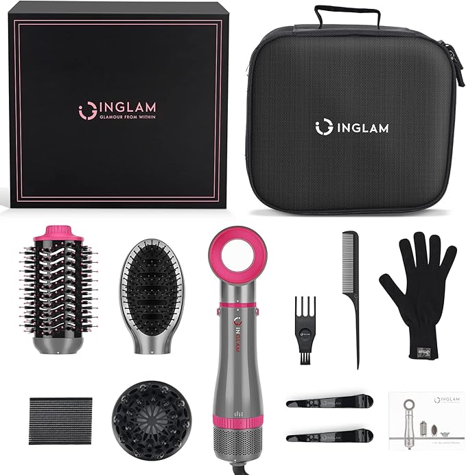 IG INGLAM 4 in 1 Blowout Brush, Negative Ion Detachable Hair Dryer & Styler - Image 8