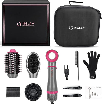 IG INGLAM 4 in 1 Blowout Brush, Negative Ion Detachable Hair Dryer & Styler - Image 8