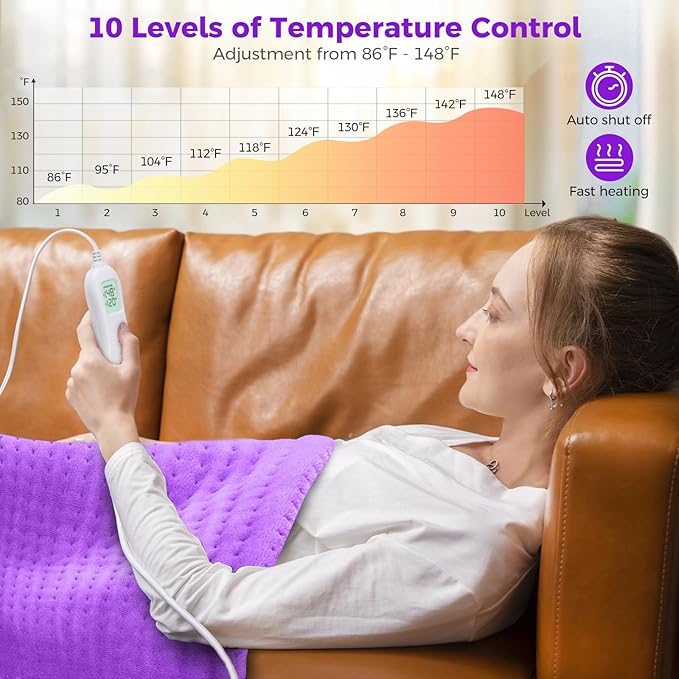 NOWWISH Heating Pad for Back Pain Relief & Period Cramps, 33x17 Inches Electric - Image 3