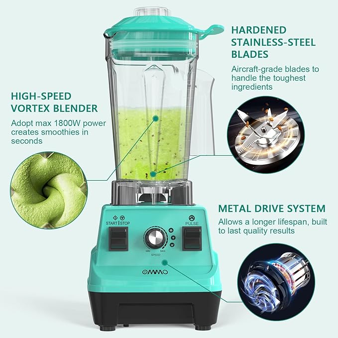 OMMO Blender 1800W, Professional High Speed Countertop Blender - Image 4