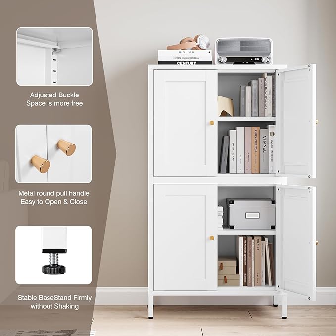 Yizosh Metal Pantry Cabinet, Tall Kitchen Pantry Storage Cabinet - Image 6