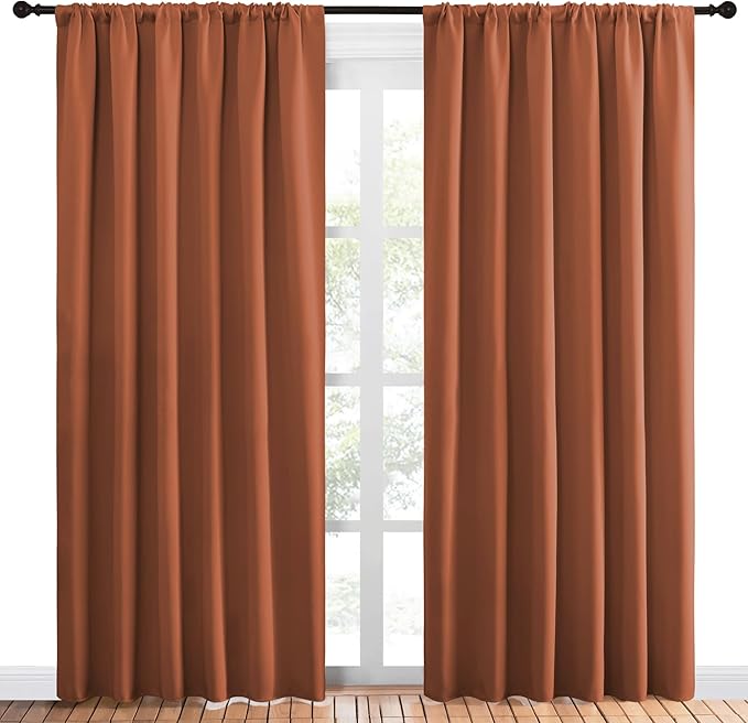 NICETOWN Living Room Curtains, Burnt Orange, 1 Pair, 70 x 84-inch, Home by NICETOWN