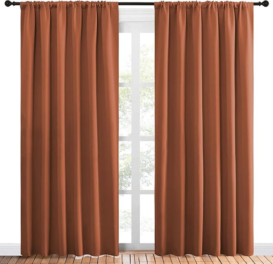 NICETOWN Living Room Curtains, Burnt Orange, 1 Pair, 70 x 84-inch, Home by NICETOWN