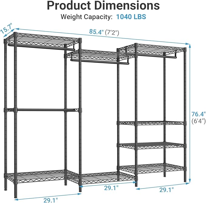VIPEK V5 Plus Large Portable Closet Rack Freestanding Wardrobe Closet, 85.4" L - Image 6