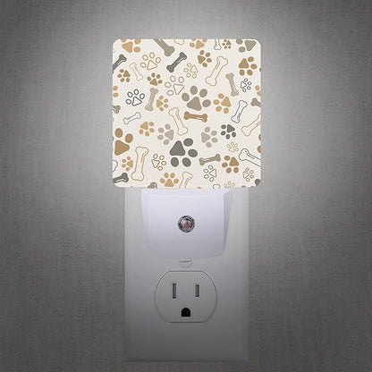 Smoaffly Dog Cat Paw Print Bones Night Light Plug-in LED Nightlights Auto - Image 2
