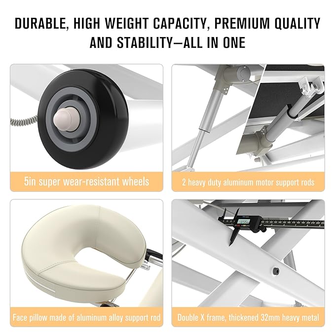 pouseayar Heavy Duty Electric Massage Table, Electric Lift and Electric - Image 3