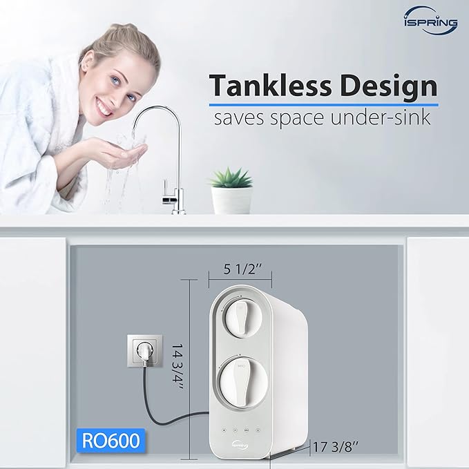 iSpring RO600BN Tankless Reverse Osmosis System Under Sink, 600 GPD Fast Flow - Image 5