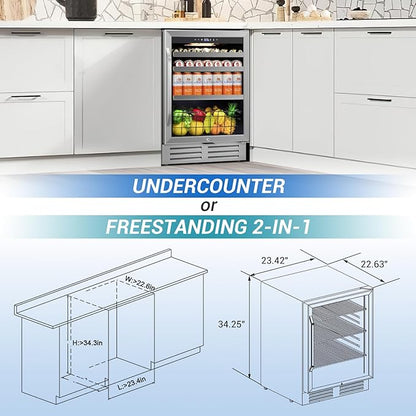 24" Beverage Refrigerator Undercounter | 180 Can Capacity | Built-In - Image 6