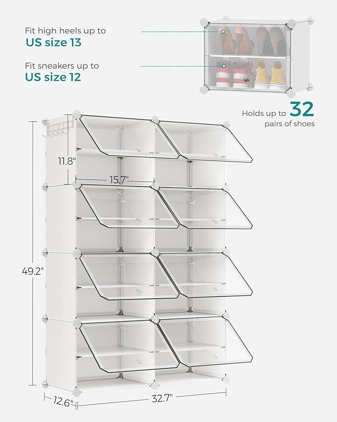 SONGMICS Shoe Rack Organizer, 8-Tier Shoe Storage Cabinet - Image 3