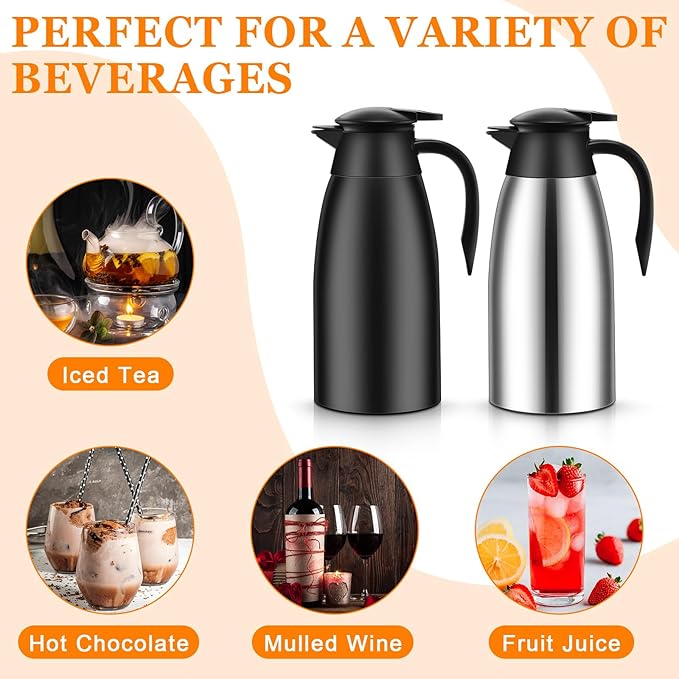 Norme 2 Pcs Thermal Coffee Carafe Insulated Stainless Steel Coffee Carafe - Image 4