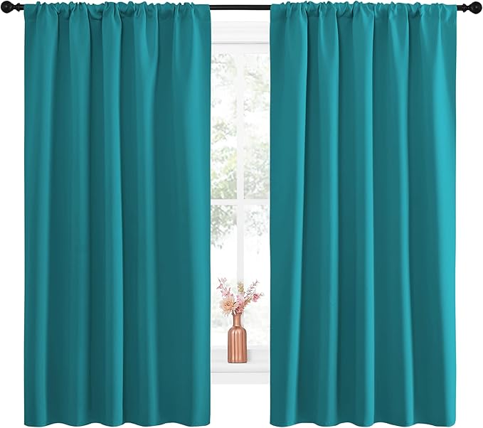 NICETOWN Peacock Blue Blackout Curtains Panels - Image 2