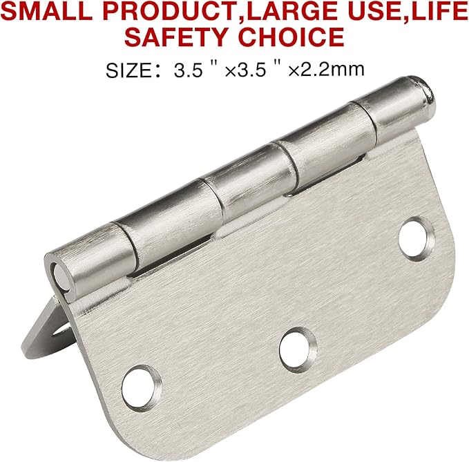 48 Pack Interior Door Hinges Brushed Nickel 3.5 Inch x 3 1/2" Rounded 5/8" - Image 3