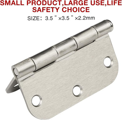 48 Pack Interior Door Hinges Brushed Nickel 3.5 Inch x 3 1/2" Rounded 5/8" - Image 3