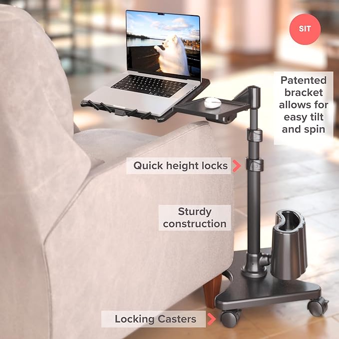 LEVO G2 Deluxe Adjustable Laptop Stand – Rolling Computer Desk & Ergonomic Table - Image 2