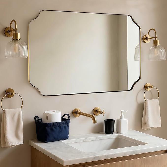 ANDY STAR 30"x55" Large Bathroom Mirror, Brushed Brass Full Length Wall Mirror - Image 7