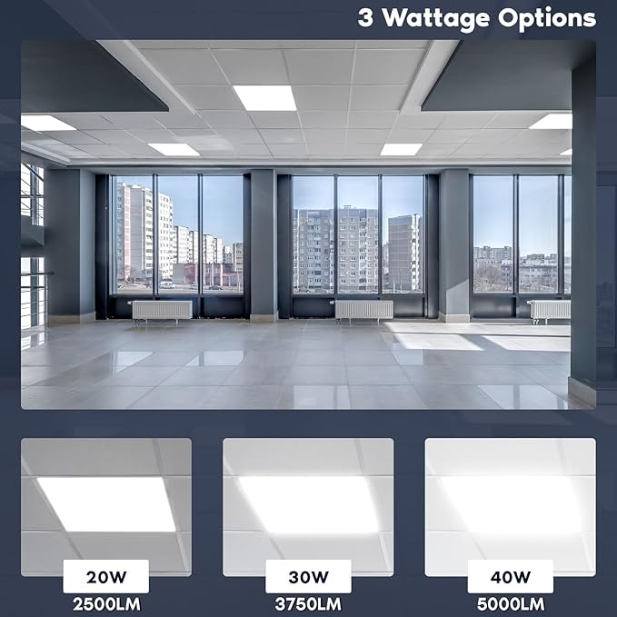 LUXRITE 2x2 FT LED Flat Panel Light, 5CCT Color Selectable 3000K 3500K 4000K - Image 3