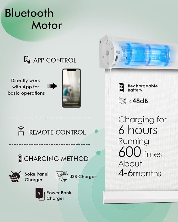 Yoolax Motorized Blinds with Remote, Automatic Roller Shades Cordless Electric - Image 3