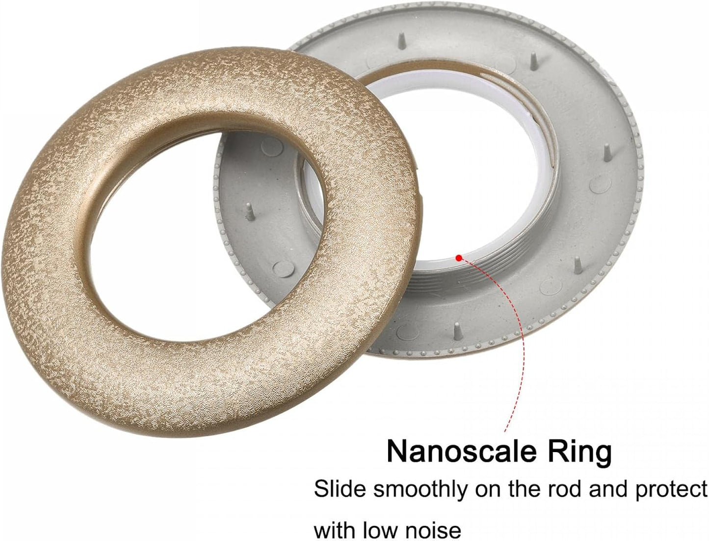 uxcell 24 Pack Curtain Grommets 1-9/16 inch (40mm) Inner Dia Low Noise Sliding Sheers Rings Plastic Curtain Hole Eyelet Rings, Gold Tone