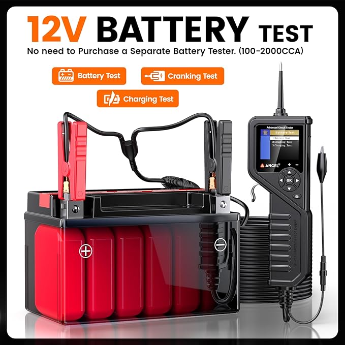 ANCEL PB600 Power Circuit Probe Tester and Battery Tester, 12V 24V Automotive - Image 5