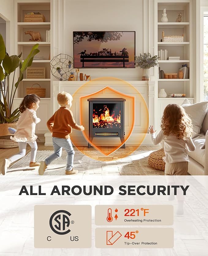 Silonn Electric Fireplace Heater, Quick Heating Portable Low Noise Fireplace - Image 4