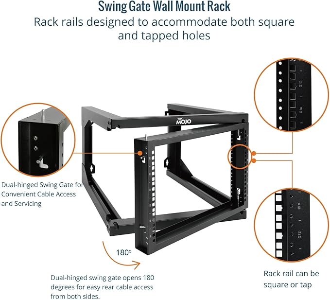 Tecmojo 6U Wall Mount Server Rack Swing Gate, 19in Computer/AV/Data/IT/Media - Image 3