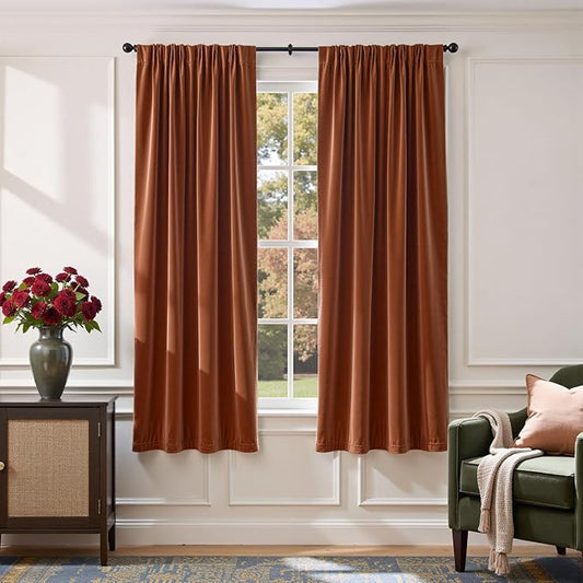 Lazzzy Velvet Blackout Curtains Thermal Insulated Room Window Drapes Super Soft by Lazzzy