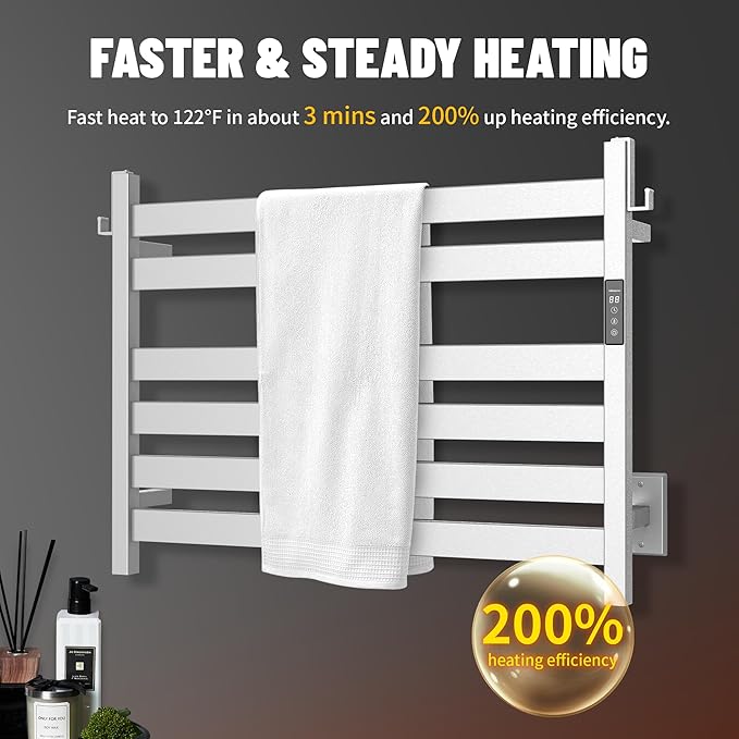 K&KALONZO Towel Warmer for Bathroom, Wall-Mounted 6-Bar Heated Towel Rack - Image 2