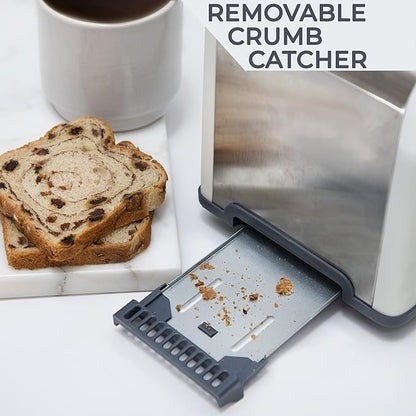 Rae Dunn Toaster, Stainless Steel 2 Slice Square Toaster, Wide Slot - Image 4