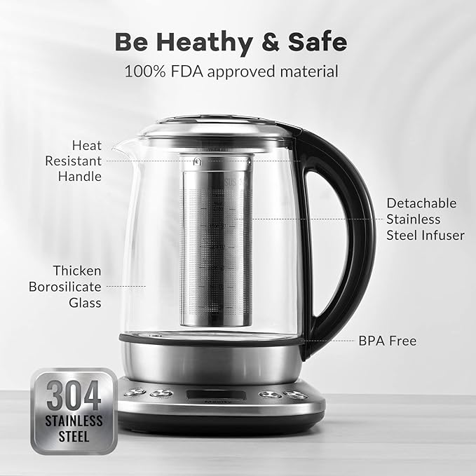 Mecity Electric Tea Kettle Borosilicate Glass Tea Maker - Image 7
