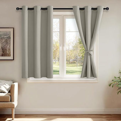 JIUZHEN Blackout Curtains with Tiebacks by JIUZHEN