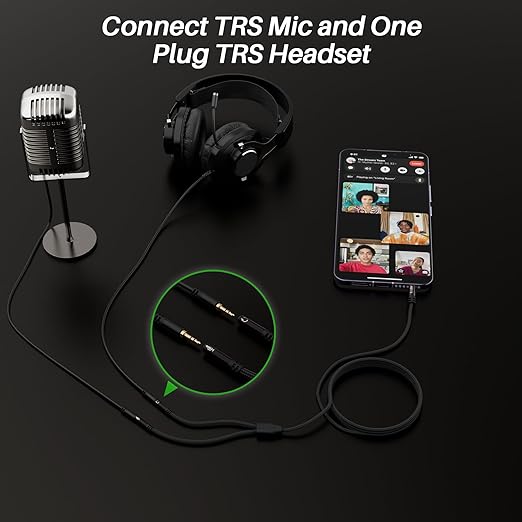 1/8inch Aux Headphone Splitter 2 Way Cable 1FT, 3.5mm 1 Male to 2 Female Mic - Image 4