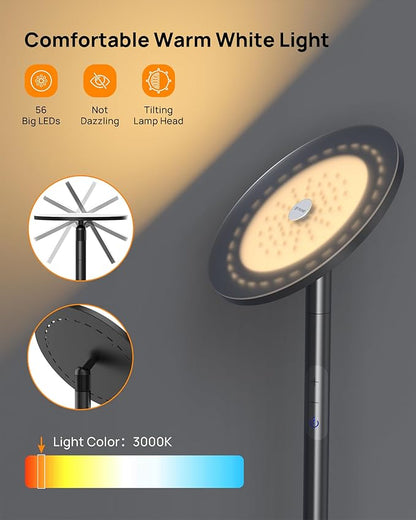 TROND Floor Lamp, 5000LM Super Bright Sky LED Modern Torchiere Standing Lamp - Image 2