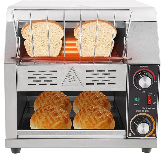 1900W Commercial Conveyor Toaster, 1-7 Gears Electric Stainless Steel by Unknown