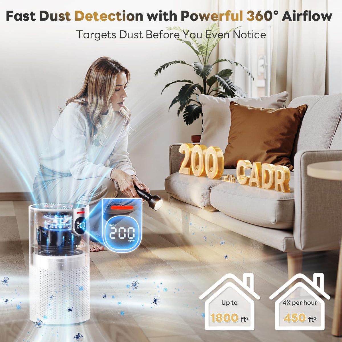 freaire air purifiers for home large room up, close-up detail