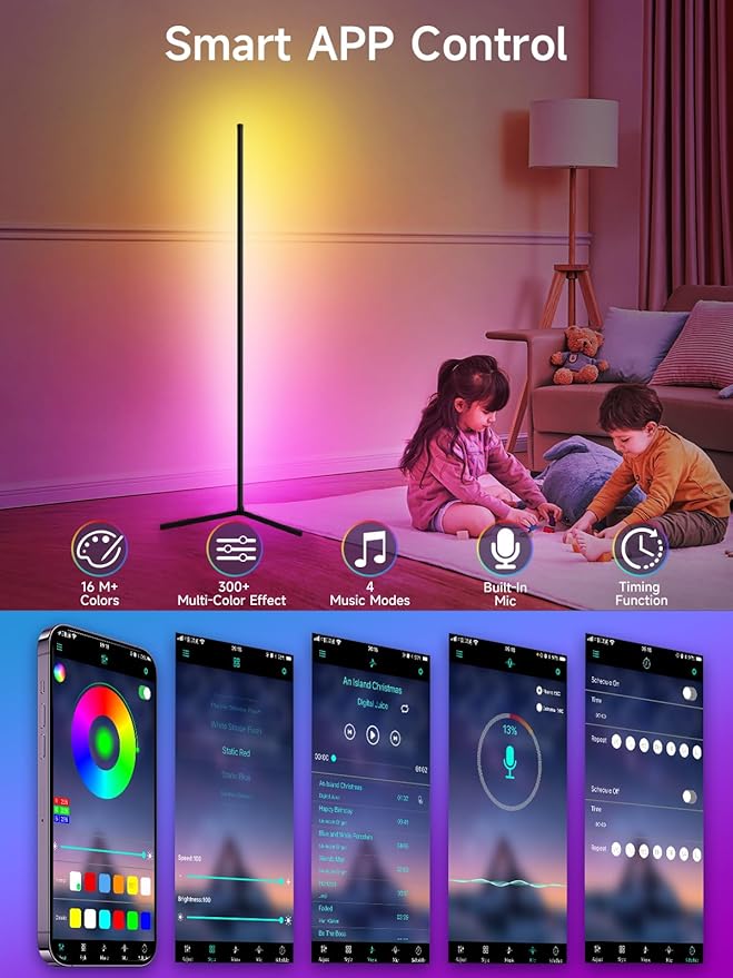 Tyute Corner Floor Lamp, RGB LED Corner Lamp - Image 3