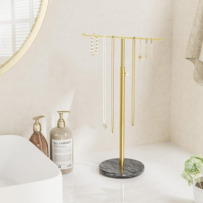 Josmimic Gold Necklace Holder Jewelry Organizer Stand – Adjustable Height T‑Bar - Image 4