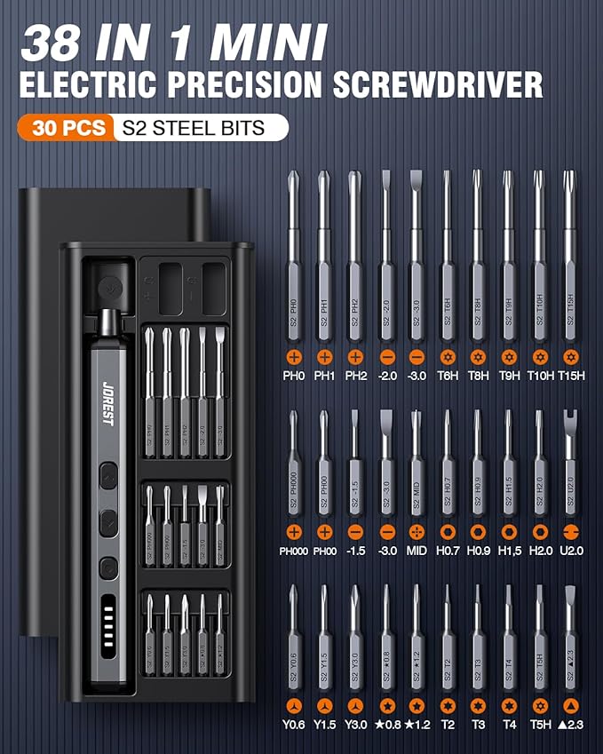 JOREST Mini Electric Screwdriver, Cordless Precision Screwdriver set - Image 8