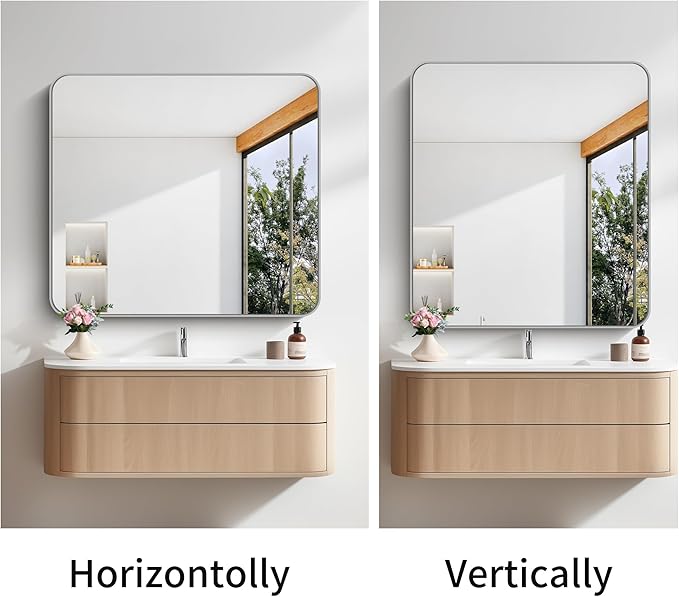 FORBATH 40x36 Inch Silver Bathroom Mirror - Image 7
