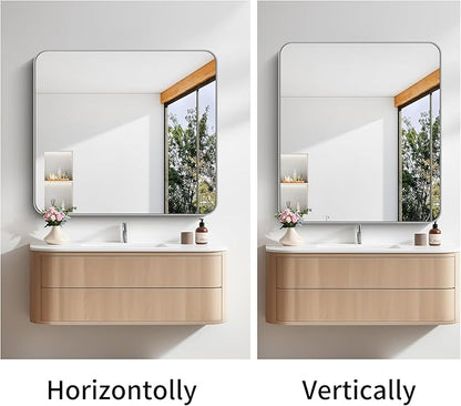 FORBATH 40x36 Inch Silver Bathroom Mirror - Image 7