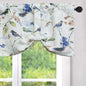 Bird Print Tie-Up Valance for Kitchen, 52 x 18, 1 Panel, Blue | Rod Pocket Top, Soft Botanical Style, for Bedroom and Dining Room Windows, Glare Reduction, Easy to Clean, Machine Washable