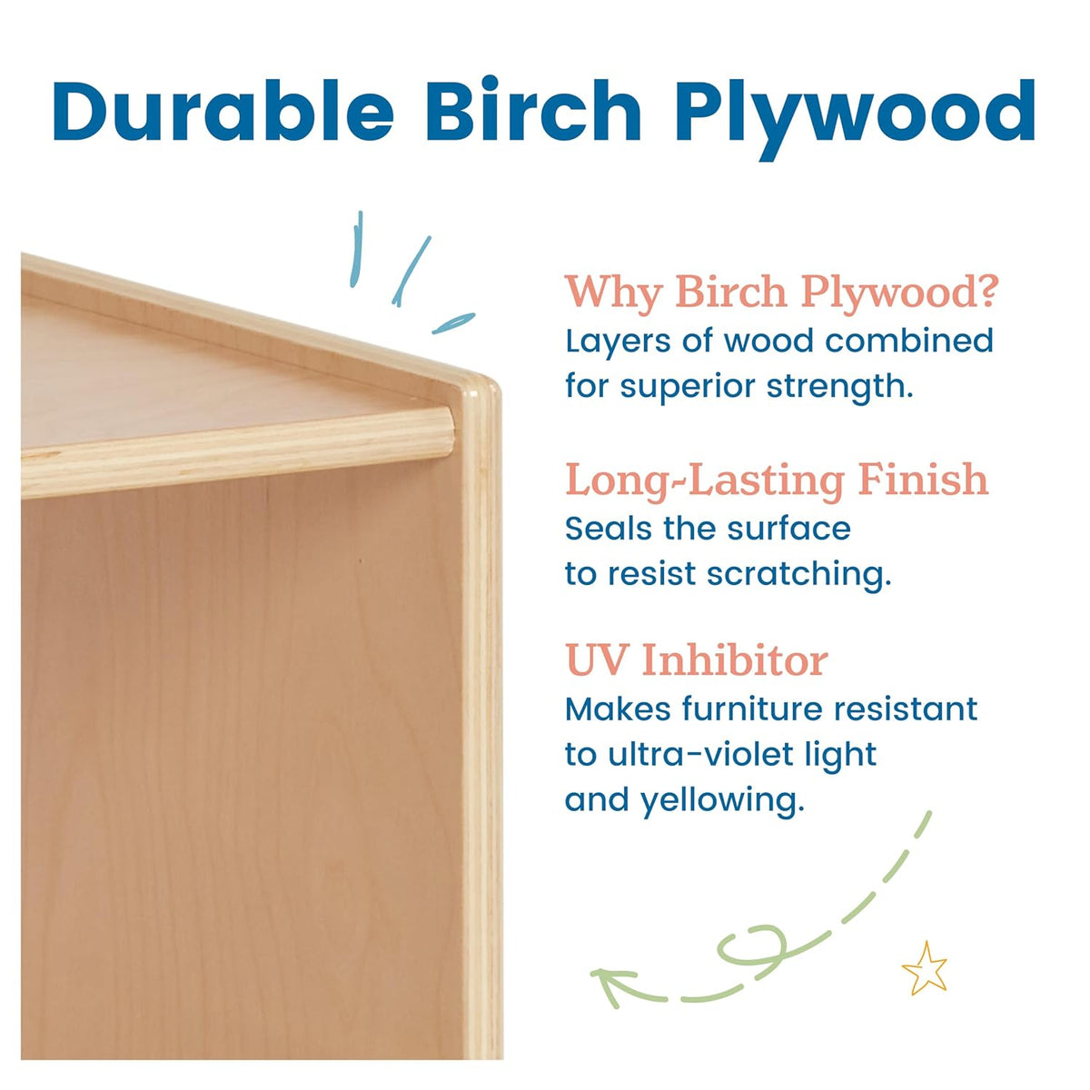 ECR4Kids Double-Sided Wooden Bi-Directional Mirror, Montessori, Natural | Durable birch, GREENGUARD Gold Certified, shatter-resistant mirror, anti-tip feet, vertical & horizontal use, classroom/home