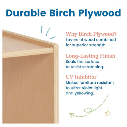 ECR4Kids Double-Sided Wooden Bi-Directional Mirror, Montessori, Natural | Durable birch, GREENGUARD Gold Certified, shatter-resistant mirror, anti-tip feet, vertical & horizontal use, classroom/home