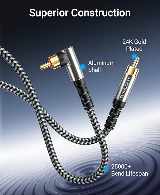 BlueRigger Subwoofer Cable 90D – Compatible - Image 3