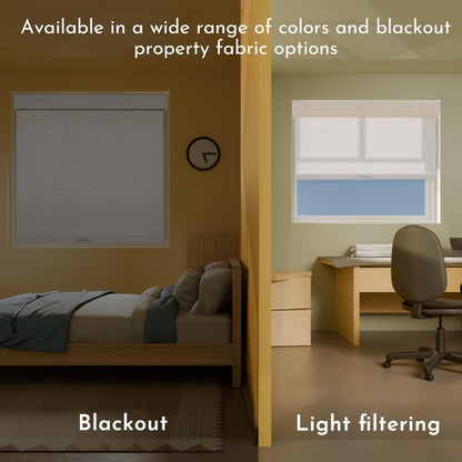 Persilux Blackout Roller Shades for Window Blinds,Cordless,Linen Fabric,Thermal Insulated Fabric UV Protection Shades for Home,Office,Bedroom,Door,Blackout-Cream,34 1/2" W X 64" H