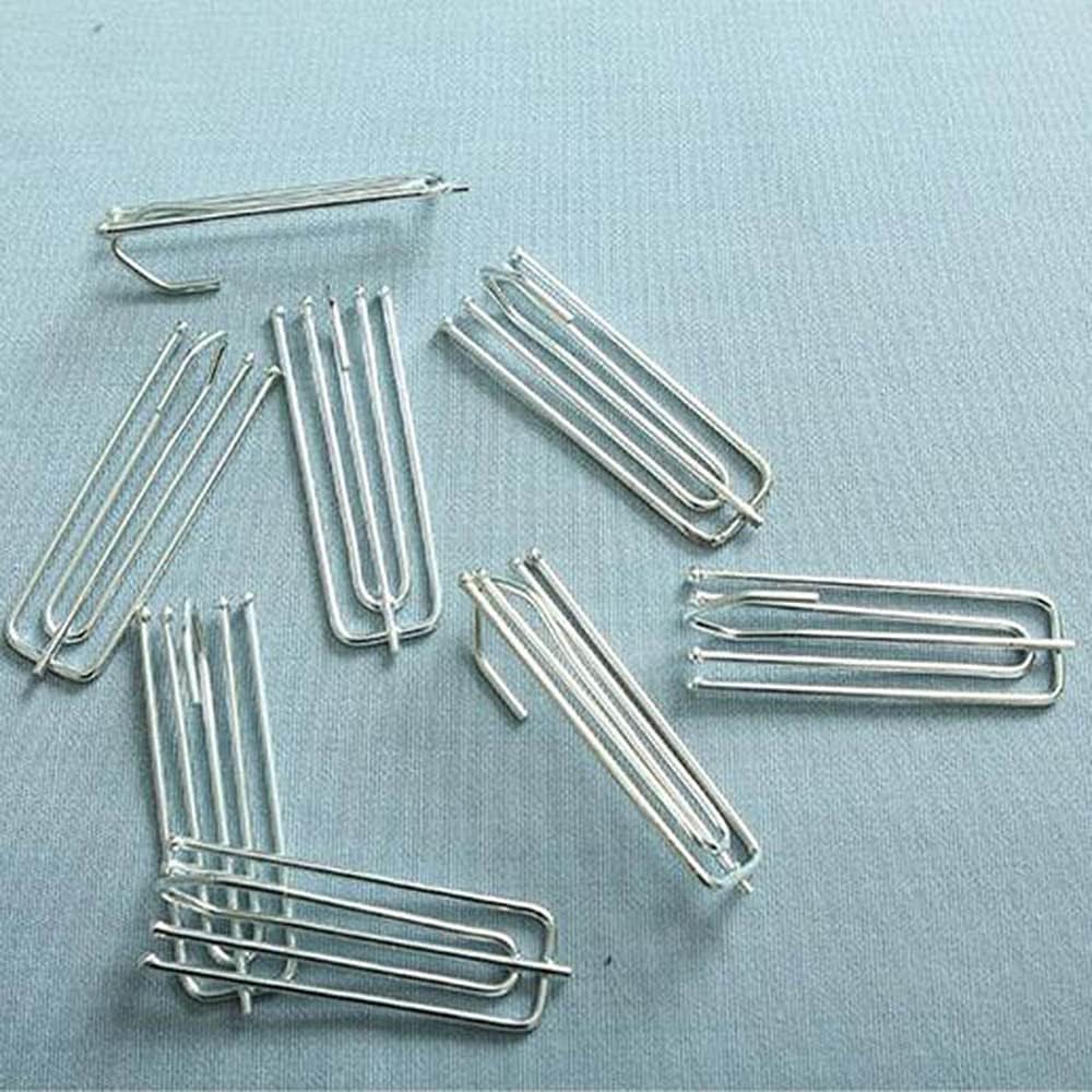 pureaqu 60 pcs Stainless Steel Curtain Pleated Tape Hooks 4 Prongs Pinch Pleat Hook Clip for Window Curtain Drapes Door Curtain,silver