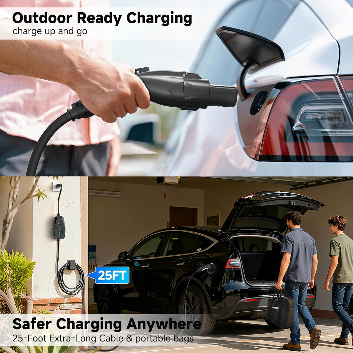 Level 1&2 EV Charger -16Amp Adjustable Current Home Charging Station with...