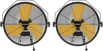 2PCS 2600 CFM 14 inch Outdoor High Velocity Wall Mounted Fan, 3-Speed Metal Fans by Fanqiebros