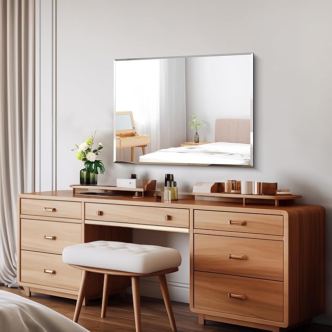 CILIBER Beveled Mirror, 24x30 Frameless Beveled Bathroom Mirrors - Image 2